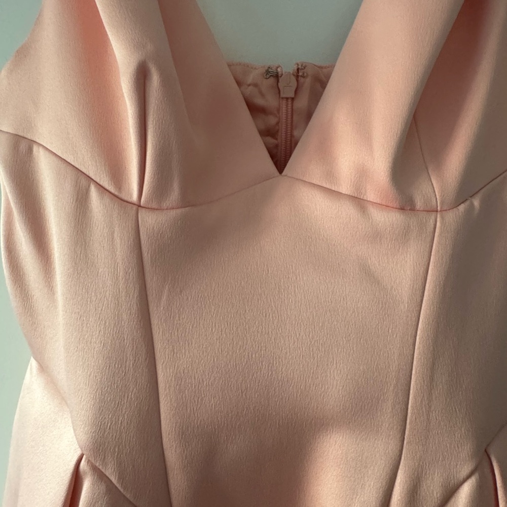 House of CB Peach Satin Pleated Midi Dress. - Picture 3 of 12